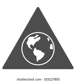 Terra Triangle vector icon. Style is flat symbol, gray color, rounded angles, white background.