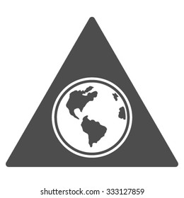 Terra Triangle vector icon. Style is flat symbol, gray color, rounded angles, white background.
