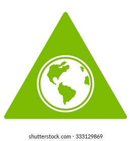 Terra Triangle vector icon. Style is flat symbol, eco green color, rounded angles, white background.