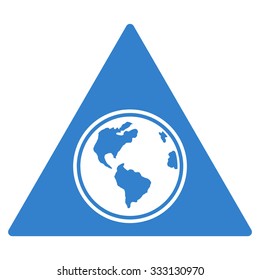 Terra Triangle vector icon. Style is flat symbol, cobalt color, rounded angles, white background.