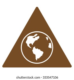 Terra Triangle vector icon. Style is flat symbol, brown color, rounded angles, white background.