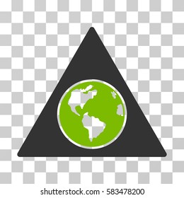 Terra Triangle vector pictogram. Illustration style is flat iconic bicolor eco green and gray symbol on a transparent background.