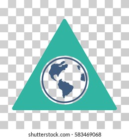 Terra Triangle vector pictograph. Illustration style is flat iconic bicolor cobalt and cyan symbol on a transparent background.