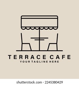 Terrace cafe art logo, icon and symbol, vector illustration design