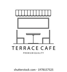 Terrace Cafe Art Logo Vector Illustration Minimalist Simple Design