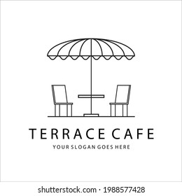 Terraza Cafe Art Logo Vector Ilustración Diseño sencillo minimalista