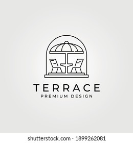 terrace cafe balcony logo line art vector symbol illustration design