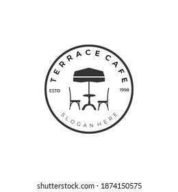 terrace cafe emblem vintage logo vector illustration template design