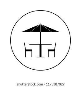 Terrace cafe icon in the circle logo on a white background