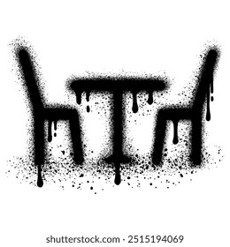 Terrace cafe icon graffiti with black spray paint. vector illustration.