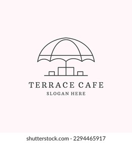 terrace cafe icon line art logo vector minimalist illustration design