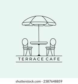 terrace cafe icon line art logo vector minimalist illustration design