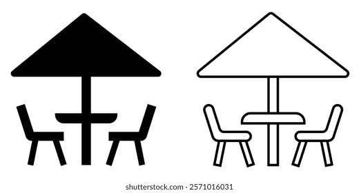 Terrace cafe icon set. Black Street Cafe Icons . Terrace cafe icon with flat design eps 10.
