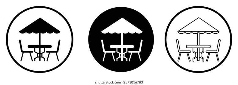 Terrace cafe icon set. Terrace cafe icons with fill and outline strokes. eps 10. vector illustration .