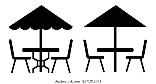 Terrace cafe icon set. Terrace cafe icons with fill and outline strokes. eps 10. vector illustration .