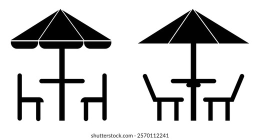 Terrace cafe icon set. Rooftop coffee table  symbol for UI designs . Terrace cafe icon vector illustration eps 10.