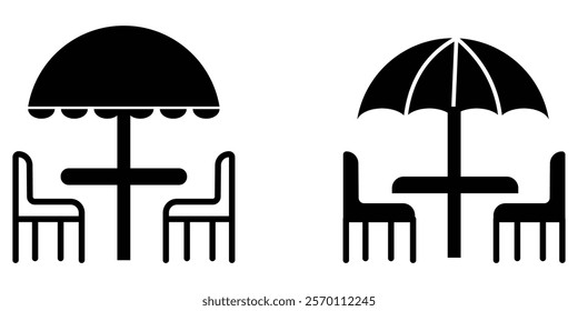 Terrace cafe icon set. Rooftop coffee table  symbol for UI designs . Terrace cafe icon vector illustration eps 10.