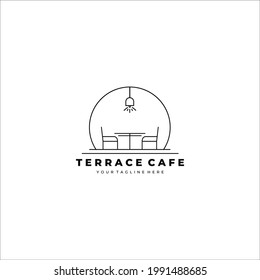 terrace cafe illustration logo minimalist design creative vector icon line art