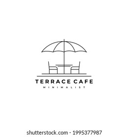 terrace cafe line art illustration logo minimalist design creative vector icon