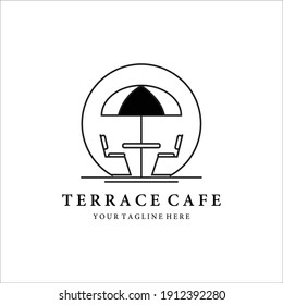 terrace cafe line art logo vector illustration design