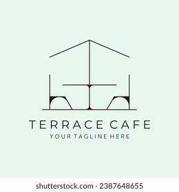 terrace cafe line art logo vector minimalist illustration design