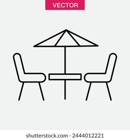 Terrace cafe line icon, linear style flat illustration on white background..eps