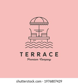 terrace cafe line logo vector symbol minimalist illustration design