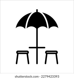 Terrace cafe line vector icon. Camping table and chairs illustration sign. linear style symbol for mobile concept and web design. restaurant logos. on a white background