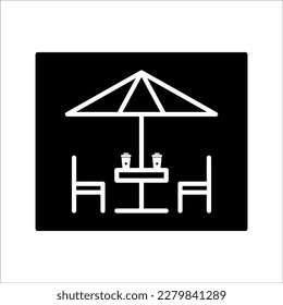 Terrace cafe line vector icon. Camping table and chairs illustration sign. linear style symbol for mobile concept and web design. restaurant logos. on a white background