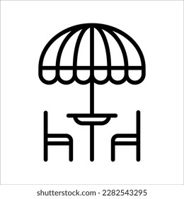 Terrace cafe line vector icon. Camping table and chairs illustration sign. linear style symbol for mobile concept and web design. restaurant logos. on a white background