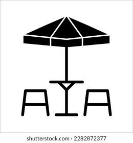 Terrace cafe line vector icon. Camping table and chairs illustration sign. linear style symbol for mobile concept and web design. restaurant logos. on a white background