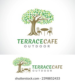 terrace cafe logo design template
