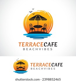 terrace cafe logo design template