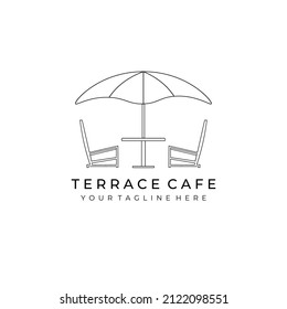 terrace cafe logo line art vector illustration design creative nature minimalist monoline outline linear simple modern