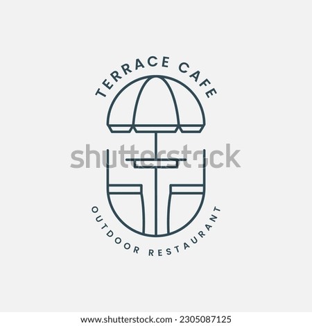 terrace cafe logo line art vector illustration template design. street cafe, restaurant outdoor icon