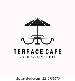 terrace cafe logo vector illustration design , minimalist icon template