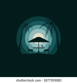 terrace cafe minimalist tropical beach resort vector illustration flat design