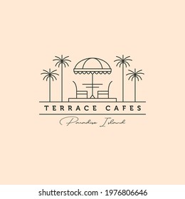 terrace cafe tropical logo vector symbol illustration design, line art terrace cafes logo