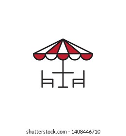 Terrace cafe vector icon concept, isolated on white background