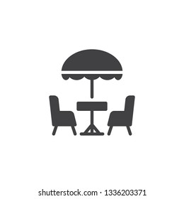 Terrace cafe vector icon. filled flat sign for mobile concept and web design. Camping table and chairs glyph icon. Symbol, logo illustration. Pixel perfect vector graphics