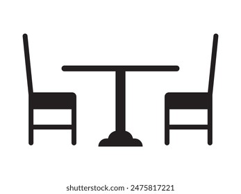 terrace cafe vector icon, Street table with chairs icon set