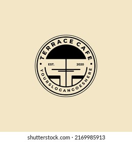 Terrace cafe vintage logo vector illustration design