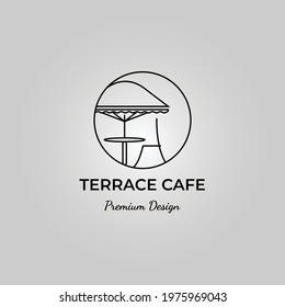 terrace cafe vintage minimalist outdoor vector logo illustration design