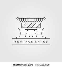 terrace cafes icon line art logo vector minimalist illustration design