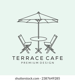 terrace cafeteria line art logo vector minimalist illustration design