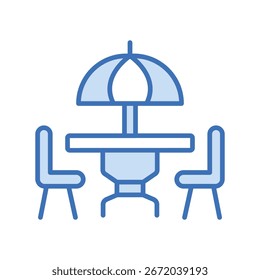 Icono de línea de duotono de terraza, Vector, píxel perfecto, archivo ilustrador 