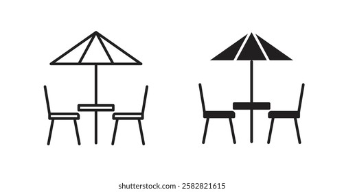 Terrace filled and outlined icons vectors on white background