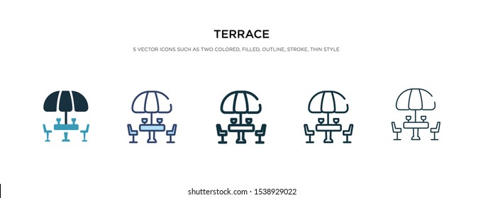 terrace icon in different style vector illustration. two colored and black terrace vector icons designed in filled, outline, line and stroke style can be used for web, mobile, ui