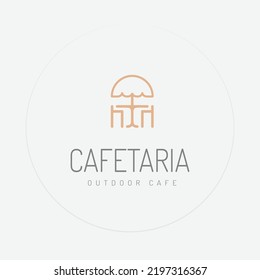 Terrace Icon Line Art Vector Minimalist Illustration Design. Outdoor Cafe Logo Design Concept Outline Design.