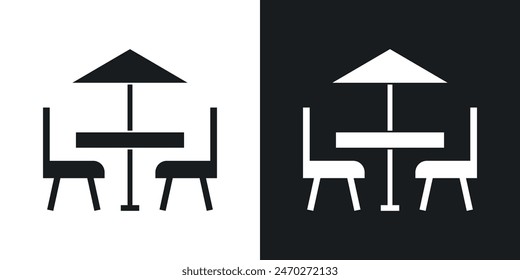 Terrace icon set. Outside dining cafe table vector icon in rooftop restaurant sign.